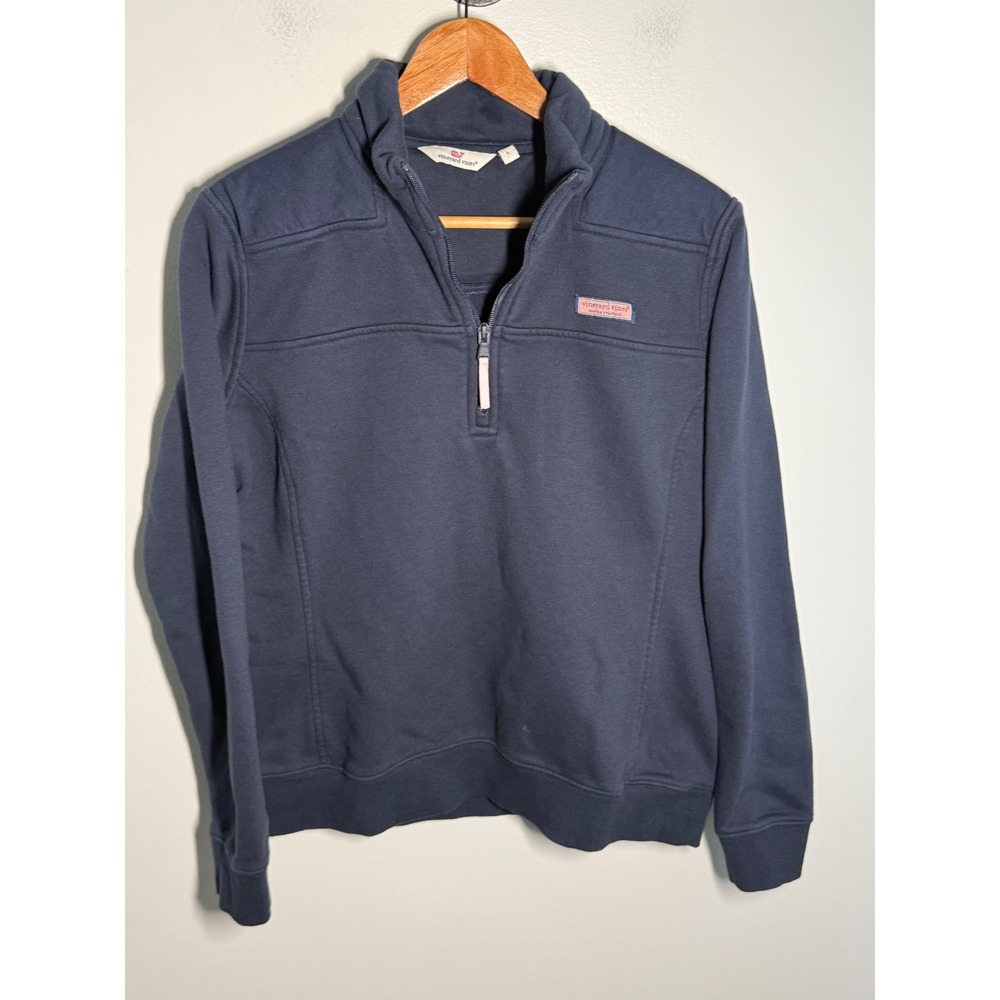 Vineyard Vines Womens Navy Blue Quarter Zip Pullover Sweatshirt Size Large